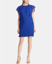 Lauren Ralph Lauren Ruffled Georgette Party Dress Rugby Royal Size 4 $135 - $17.50