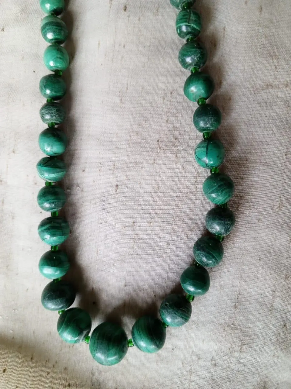 Elegant Handmade Malachite Beaded Necklace – Natural Green Gemstone Jewe... - $1,023.51 MXN