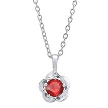 5mm Brilliant Solitaire Ruby Flower Pendant Necklace 14K White Gold Plated - £51.37 GBP