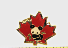 Panda Bamboo Maple Leaf Canada Collectible Pin Pinback Button Souvenir Vintage - £11.72 GBP