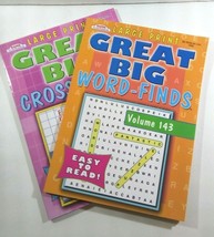 2 Large Print Book Great Big Word-Finds Word-Search Vol 143 &amp; Crosswords... - £5.59 GBP