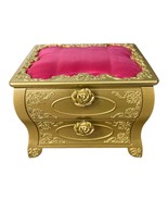Betsey Johnson Plastic Jewelry Box – Gold Dresser Style with Leopard Lining & Pi