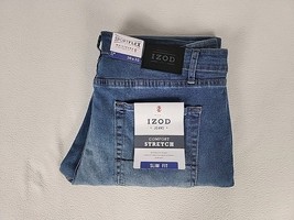 IZOD Canal Blue Sportsflex Slim Straight Leg Denim Jeans 36X32 Men&#39;s IZ2... - $26.99