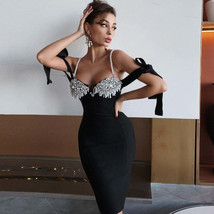 Heavy Industry Beads Sling Bandage Dress Elegant Dress Sexy Elegant Part... - $132.52