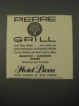 1954 Hotel Pierre Ad - Pierre Grill - $18.49