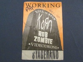 Korn Rob Zombie 1999 Tour Working Stagehand Orange Backstage Pass 4/20/99 - £6.10 GBP