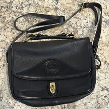 Vintage 1990s DOONEY &amp; BOURKE Black Pebbled Leather All Weather Satchel Bag - $88.61