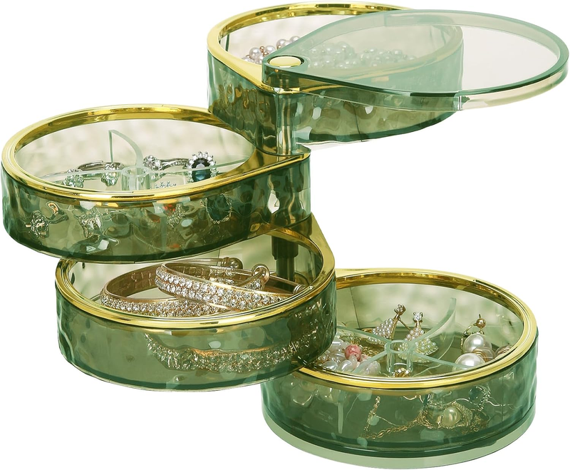 LETURE 4-Layers Rotatable Jewelry Organizer Storage Box, Clear Jewelry Holder Ca Item image 11