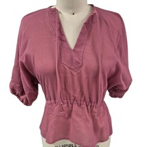 VTG 70s 80s Parts from PJ Walsh Retro Mauve Gauze Blouse Peplum Drawstri... - $28.71