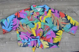  True Vtg Wild Floral Colorful THIN Top At Home Wear Tie at Waist 2XL - £66.64 GBP
