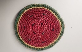 Vintage Watermelon Rattan Woven Wicker Straw Trivet - £4.74 GBP