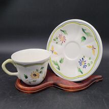Vintage Longchamp Moustiers Demitasse Cup &amp; Saucer France Faience Handpa... - $13.39