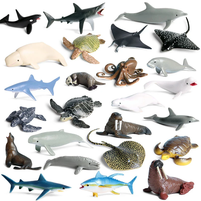 Sporting Sea Life Animals Dolphin Crab Shark Turtle Model Action Figures Ocean M - £23.38 GBP