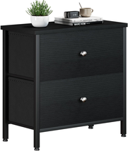 BOLUO Black Nightstand 2 Drawer Dresser for Bedroom,Small Night Stand End Table  - £38.80 GBP