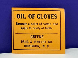 Drug store pharmacy ephemera label advertising Oil Cloves Greene Dickins... - £9.23 GBP