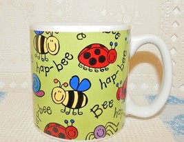 BEE HAPPY COFFEE MUG CUP SPIDERS LADYBUGS SNAILS 2007 BURTON &amp;BURTON BUS... - £11.61 GBP