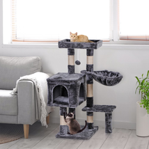 35&#39;&#39;H Small Cat Tree Tower Soft Cat Condo W/Scratching Post &amp; Top Perch &amp; Basket - £39.25 GBP