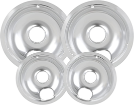 4 Pack Chrome Drip Pans, Compatible with Whirpool Kenmore Frigirate Stove Top D - £28.37 GBP