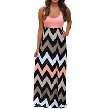 Womens Striped Long Boho Dress Lady Beach Summer Sundrss Maxi Dress Plus Size - £19.17 GBP