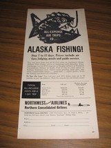 1960 Print Ad Northwest Orient Airlines Alaska Fishing - £8.20 GBP
