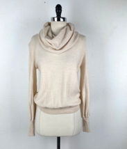 Anthropologie Women’s Ivory Merino Wool Turtleneck Sweater Size Small Ac... - $31.68