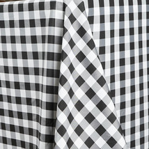 Black - 90&quot;x132&quot; Polyester Rectangle Tablecloths Perfect Picnic Checkered - £33.50 GBP