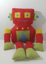 Red knit plush robot sock monkey style green yellow blue triangle - $19.79