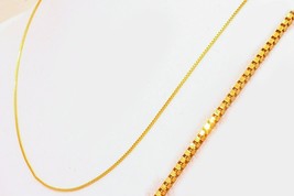 18k solid gold box chain necklace  15&quot; 16, 18&quot; 20&quot; #b7 - £129.18 GBP