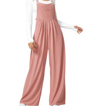 Halara Dusty Rose Textured Adjustable Strap Pleated Wide Leg Overalls Si... - £23.68 GBP