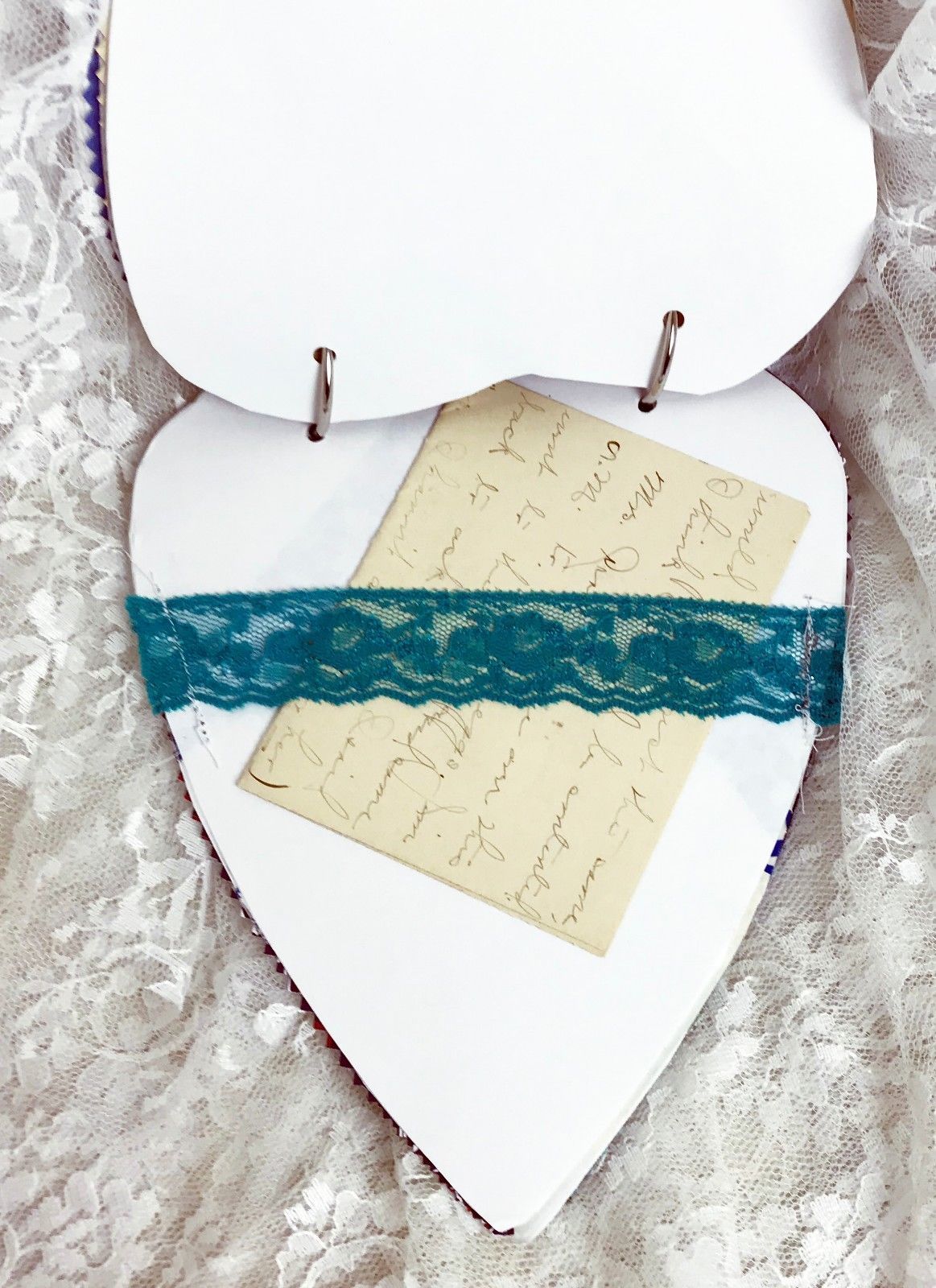 Heart Shaped Junk Journal "Sailing" Wood Storage Box - 7.5" x 6.5" x 1" - 100+P Item image 9