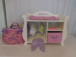 American Girl Doll Bitty Baby Changing Table Retired + Bitty baby Clothes + Bag - £95.80 GBP