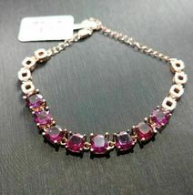 7.50Ct Cushion Cut Red Ruby Diamond 7.5&quot; Tennis Bracelets 14K Rose Gold Finish - £140.35 GBP