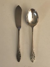 Oneida Community Evening Star 1 Butter Knife 1 Sugar Spoon Silverplate 1950 Vtg - £9.16 GBP