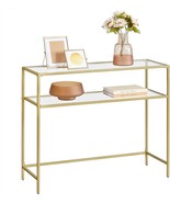 Vasagle 39.4&quot; Console Sofa Table, Modern Entryway Table, Tempered Glass ... - £66.55 GBP