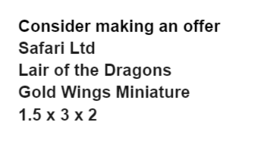 Lair of the Dragons Gold Wings Miniature Fire Breathing Fantasy Safari Ltd - £6.15 GBP