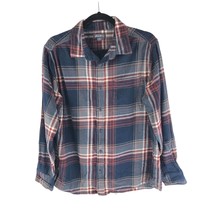Eddie Bauer Mens Flannel Shirt Button Down Cotton Plaid Blue Red M - $9.74