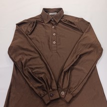 Vintage LeeMar Women's Brown Qiana Nylon 1/4 Buttons Collar Blouse Chest 37" image 10