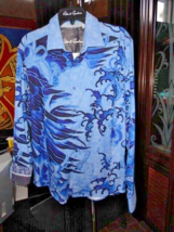 Robert Graham Bondock  Embroidered Blue Long Sleeve Shirt Size Large - £182.81 GBP