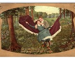 Couple Cooing Et Wooing En Hamac Doré Romance DB Carte Postale N2 - $4.04