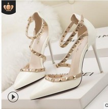 Fashion Rivet Pointed Toe Gladiator Sandals Women High Heels 10CM Pu Women Shoes - £37.14 GBP