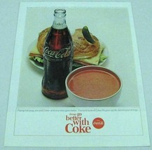 1965 Print Ad Coca-Cola Bottle of Coke &amp; Soup &amp; Sandwich - $10.75