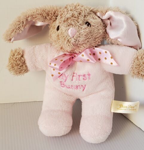 Dan Dee My First Bunny Lovey Rattle Stuffed Animal Baby Toy Lovey Easter Pink  - £9.73 GBP