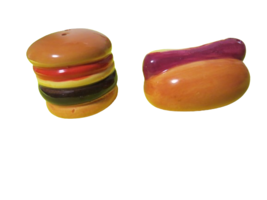 Ceramic Hot Dog And Hamburger Salt And Pepper Shakers New In Box - $9.90