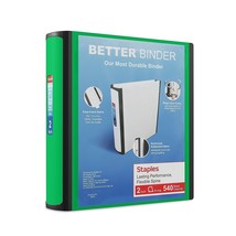 Staples 2&quot; 3-Ring Better Binder Green 2/Pack ST55878-CCVS - £31.28 GBP