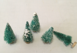 Vintage bottle brush flocked miniature Christmas tree lot MCM holiday decor - $19.75