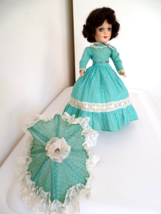 Vintage 1950&#39;s Tagged Mary Hoyer 14&quot; Turquoise So. Belle Hard Plastic w/Parasol - £215.75 GBP