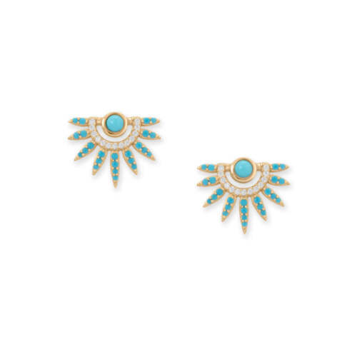 Spike Drop Earrings with Synthetic Turquoise and Cubic Zirconia Rhodium on Silver Spike Drop Earrings with Synthetic Turquoise and Cubic Zirconia Rhodium on Silver