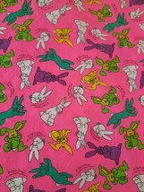 1980&#39;s Era Vintage Catfish Calhoun Neon Pink Bunny Rabbit Fabric 45&quot; x 108&quot; - $18.76