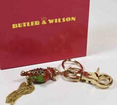 New Vintage Butler &amp; Wilson Crystal Kingfisher Keyring Bag Charm - $39.20