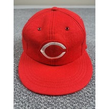 MLB Vintage Cincinnati Reds Hat Medium Red White Plain Logo Fitted Cap W... - $77.41 CAD